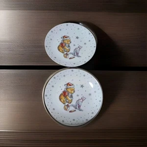 Winnie The Pooh Christmas With Friends Snowflake Plates salad 8 inch holiday(2) - Picture 1 of 3