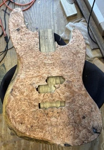 Maple Burl And Black Limba Jazz Type Bass Body - Picture 1 of 2