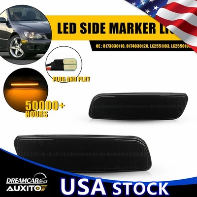 2X Lente Humo Frontal Ámbar Lateral Marcador LED Para Luz 2001-2005 Lexus GS430 IS300 Foto 1 de 4