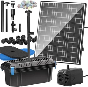 20W Solar Pond Filter Kit with Pump for Garden, 875L/H Solar Filtration System f - Picture 1 of 7
