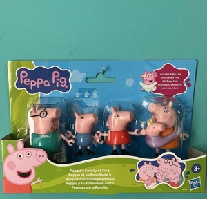 Peppa Pig Familia de Cinco 5 Figuras Con Nuevo Bebé Evie! A-44 - Imagen 1 de 4