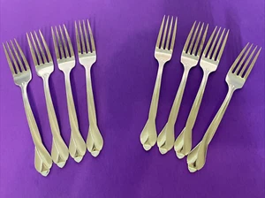 8 Oneida SATIN TRIBECA SS USA Abendessen Gabeln Frost Hdl glänzend Schüssel Besteck 7 1/4" - Bild 1 von 11