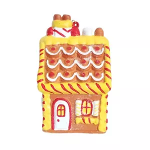 WHC Gingerbread House Yellow Trim Christmas Tree Wreath Swag Ornament Decor - Picture 1 of 12