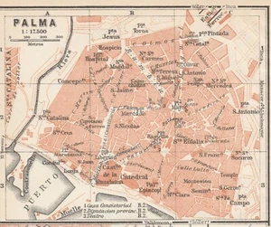 PALMA  Spain Original  Map  1913 Palma de Mallorca - Picture 1 of 5