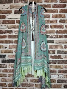 Plus Size Boho Hippie Aztec Ethnic Handmade Kimono Tassel Cardigan Duster OS - Picture 1 of 8