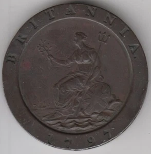 Coin 1797 England Cartwheel 2d also used as proclamation coin in Australia, EF - Picture 1 of 2