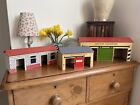 Vintage Wooden Toy Buildings Garage Military Transport Shed Guard Room Arm Store
