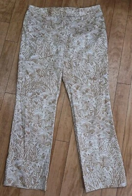 Sigrid Olsen Size 14 Pants Shell Pattern Brown Beige Zip Front - Image 1 of 4