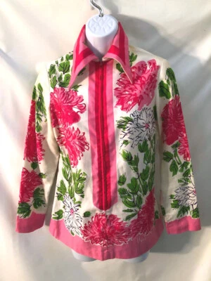 Blusa tipo túnica rara de colección años 60 Vera Neumann rosa intenso + verde cremallera resort talla 10 Foto 1 de 4