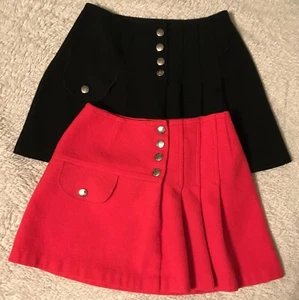 1970’s Thermo Jack Pleated Short Skirts Lot Of 2- 1 Red -1 Black 22” Waist VTG - Picture 1 of 11