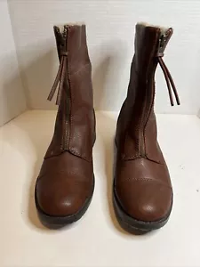 Bass braunes Leder vorne Reißverschluss Stiefel Größe 9 - Bild 1 von 14