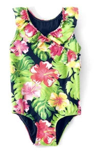 Gymboree 6 Swim Aloha Hawaiian Swimsuit NWT Bathingsuit Green Floral Hawaii - Picture 1 of 3