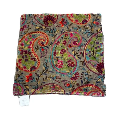 Pottery Barn Cushion Cover NWT Olive Velvet Boho Paisley 51cm x 51cm - Image 1 of 4