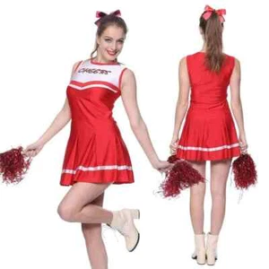 Cheerleader Red Fancy Dress Costume Outfit Cosplay - Picture 1 of 5