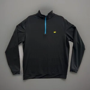 MASTERS By Peter Millar Men 1/4 Zip Performance Pullover Sweater Sz M Black Golf - Picture 1 of 18