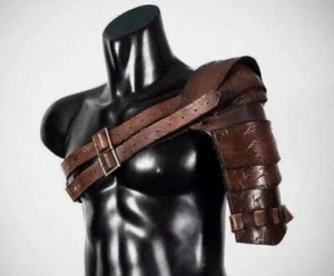 Halloween Medieval Leather Barbarian Viking Pauldron Gladiator Shoulder Larp SCA - Picture 1 of 3