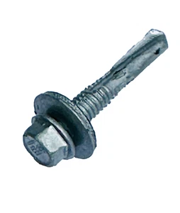 #12-24 x 1.25 inch, Self-Drill Screws, Galvanized, Hex Head w/washer, bag of 100 - Picture 1 of 5