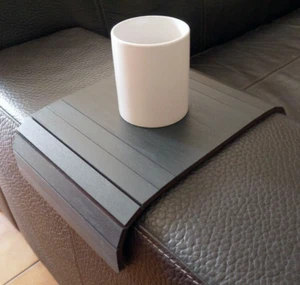 Wooden Flexible Anthracite Sofa Table - Small Slinky for Armrest Couch Side - Picture 1 of 12