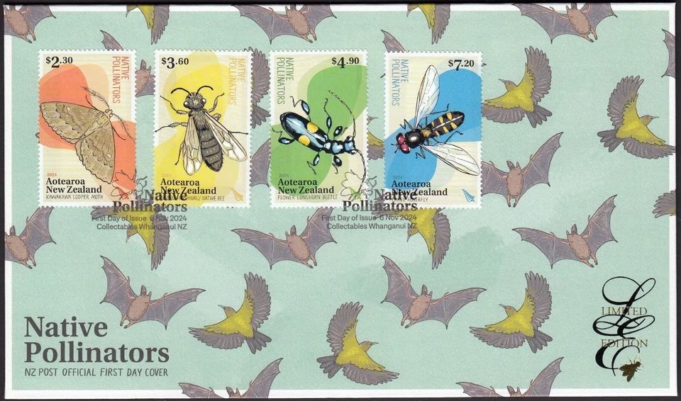 NEW ZEALAND 2024 Native Pollinators, Limited Edition FDC - Image 1 of 1