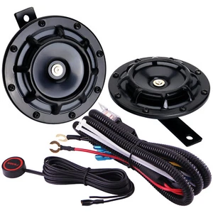 12v Loud Car Horn Metal Twin Disc Horns with Button Switch Electric Truck Horn - Bild 1 von 12