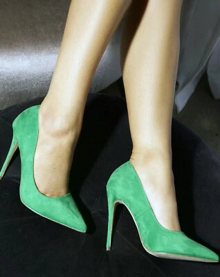 Zapatos de tacón alto punta puntiaguda 4,5 pulgadas Stiletto para mujer verdes EE. UU. 11 (258) Foto 1 de 4