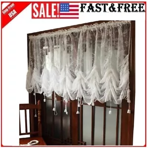 Lace Embroidered Sheer Balloon Window Curtains Floral Tulle Curtain 1 Panel New - Picture 1 of 9