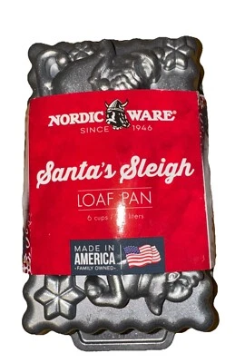 Nordic Ware Santa's Sleigh 6 cup/1.4 liters Loaf Pan Made In America - Image 1 of 4
