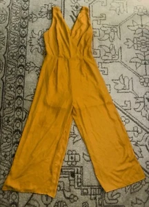NWT Sierra Sky Fall Mustard V-Neck Jumpsuit Size S *belt Missing* - Picture 1 of 5