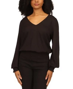 MICHAEL MICHAEL KORS Smocked-Trimmed Top SZ S Black - Picture 1 of 3