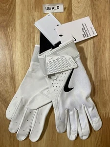 Guantes de bateo de béisbol Nike Alpha Elite blancos/negros talla adulto grande FD7816-132 - Imagen 1 de 3