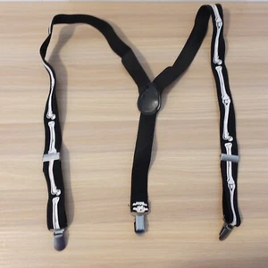 Suspender Boy Black White Clip On Y Back Halloween Bone Goth Adjustable Elastic - Picture 1 of 8