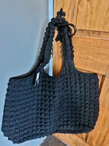 Pieces Pckinna large Black waffle shopper bag NEW RRP £32 - Picture 1 of 4
