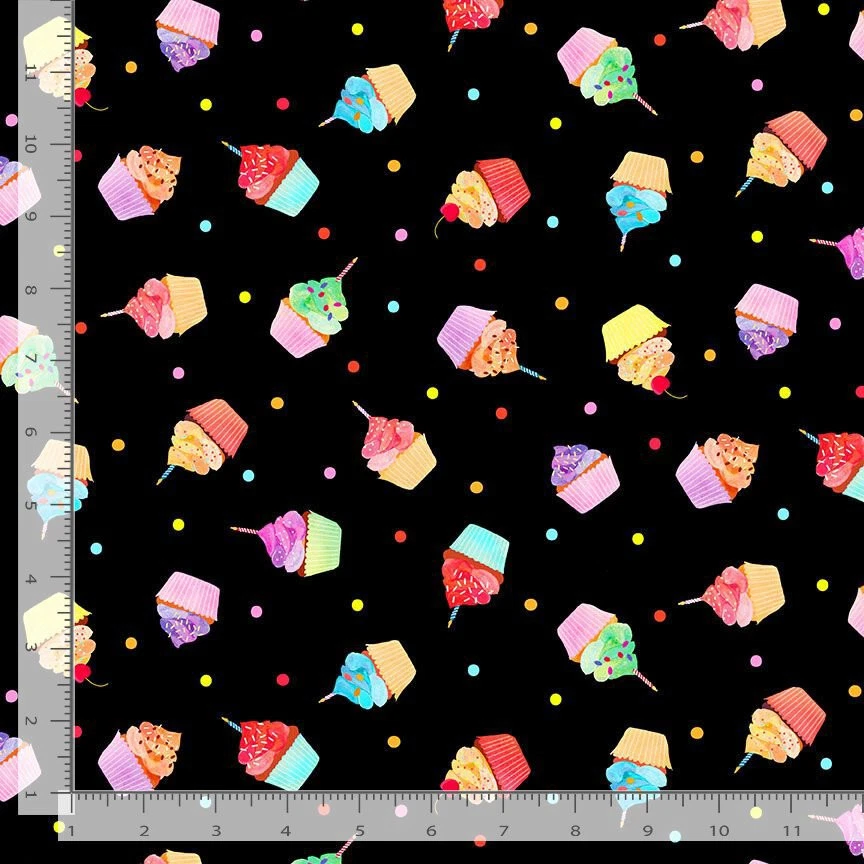 Tossed Cupcakes Birthday Party Fabric Cotton Timeless Treasures CD2070 By Yard - Image 1 of 1