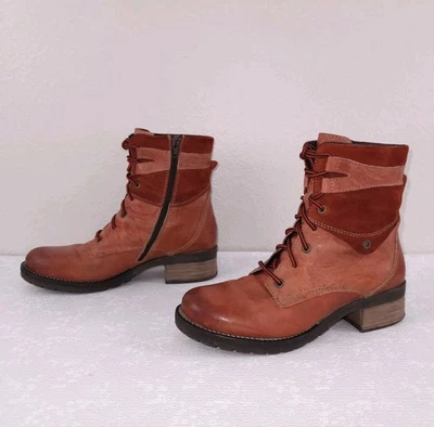 Dromedaris Kara Combat Boots Womens 10 EU 41 Red Lace Up Zip Heeled Ankle Bootie - Image 1 of 4