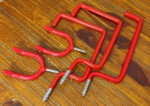 Lot Of 5 Heavy Duty Wall Anchor Vinyl Coated Red Hooks Mounts Assorted Sizes - Picture 1 of 9