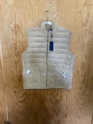 Polo Ralph Lauren Mens Large Khaki  Quilted Suede Vest. $898 - Image 1 of 4