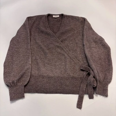 Suéter de balé feminino Loft Outlet envoltório falso gravata lateral de balé marrom L pequeno - Imagem 1 de 4