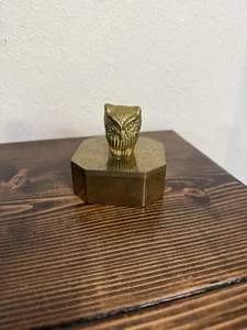 Vintage Brass Owl Trinket Box Dish Heavy MCM - Picture 1 of 5