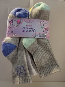 Kids Capelli New York 8 Pairs Girls Socks Crew Size 9-13 - Picture 1 of 8