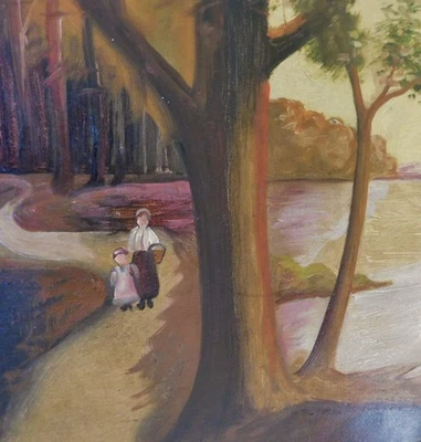 Antique Early 20th C. IMPRESSIONIST oil Painting Mother & Child  SIGNED  24 X 15 - Image 1 of 4