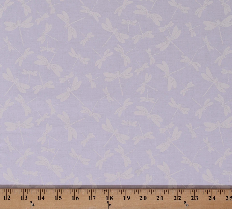 Impresión de tela de algodón blanco sobre blanco de insectos libélulas libélulas por D774.64 Foto 1 de 1