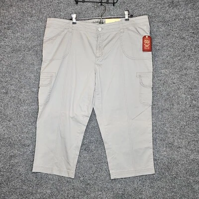 Nuevo con etiquetas Capri cargo tejido Faded Glory para mujer gris caqui plus informal 18 descontinuado Foto 1 de 4