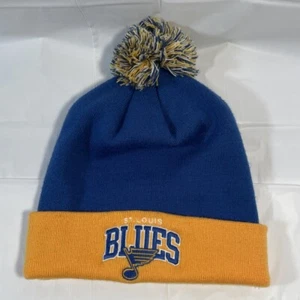 St Louis Blues Mitchell And Ness Cuffed Pom Knit Cap Winter Cap Beanie NHL - Picture 1 of 13