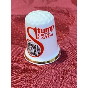 Vtg Stump Cross Caverns Yorkshire Dale AJL Bone China Collectible Thimble Englis - Picture 1 of 7