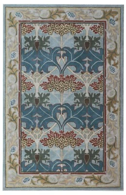 Alfombras de lana tradicionales hechas a mano estilo antiguo de pelo bajo William Morris Foto 1 de 4