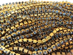 6 Ft. Swarovski Rhinestone chain 18pp Montana. Brass #1100 - Picture 1 of 1