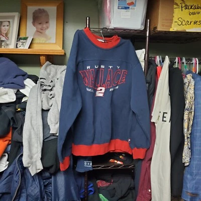 Vintage Anos 90 Chase Authentics Rusty Wallace Nascar Crewneck Masculino Médio - Imagem 1 de 4