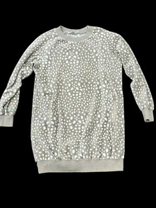 GIRL'S SONIA RYKIEL VELOUR SOFT GRAY SPOTTED SWEATER DRESS LONG SLEEVE SZ 10 - Picture 1 of 14