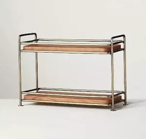 Tiered Wood & Brass Rectangular Serving Stand - Hearth & Hand with Magnolia - Picture 1 of 2