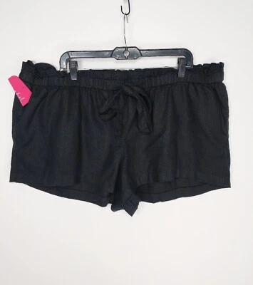Isabel Maternity Ingrid Isabel Black Linen Tie Front Pull On Shorts Size XXL 2XL - Image 1 of 4